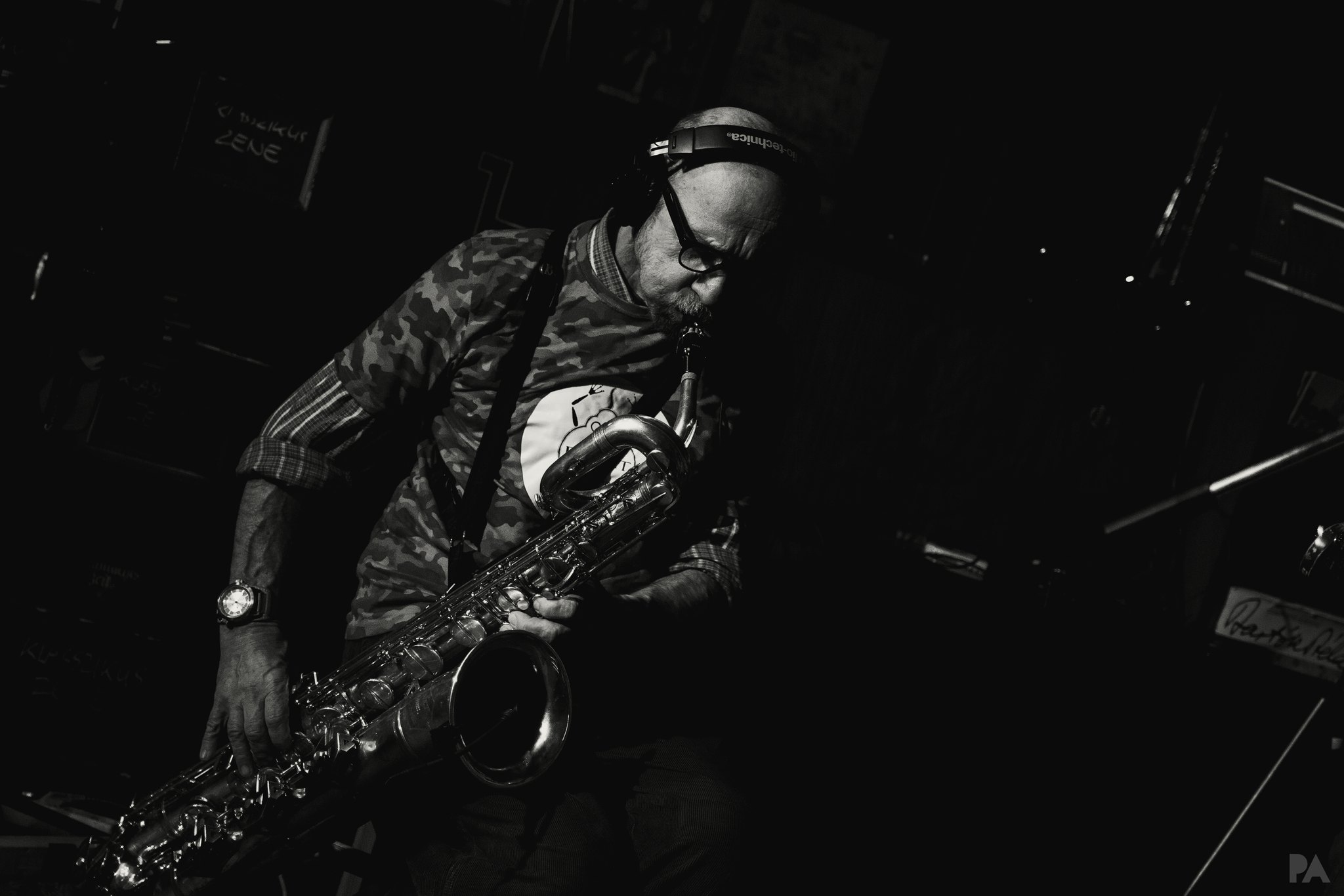 A project 333 member playing saxophone